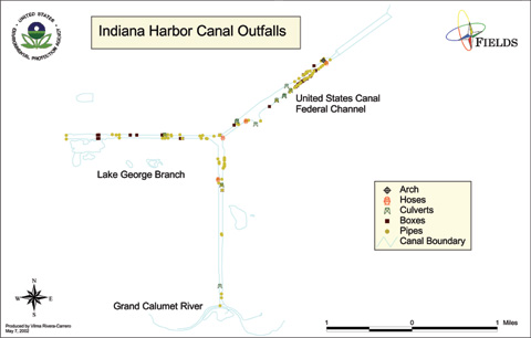 This is a map showing the location of potential outfalls on the IHC.