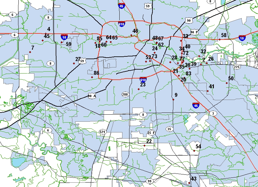 Map of HGCAMP Houston sampling area