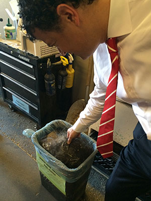 EPA Regional Administrator Jared Blumenfeld tours Disneyland's Circle D Corral where horse hair is collected to be used for oil spill cleanups.