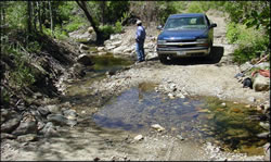 Picture of: Shoshone-Paiute Tribes of Duck Valley (northern Nevada) restored Skull Creek, which had been degraded by vehicle crossing points on four sections of the creek. After Restoration.