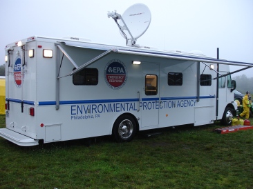 photo of EPA's mobile command post with EPA logos on the side