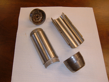 photo of the split core sampler disassembled