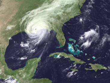 Satellite map of Gulf Coast during Hurricane Katrina