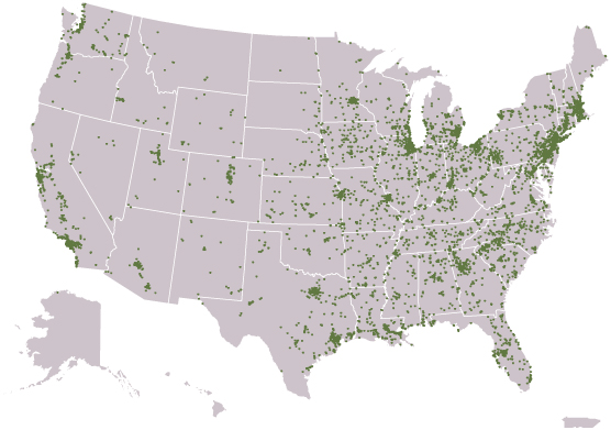 Map of the Chemical Manufacturing facilities in the United States