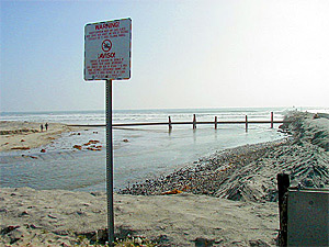 Photo of the San Luis River flowing into the Pacific Ocean