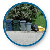 Image of recycling containers placed curbside.
