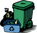 Trash can, trash bag, and recycling  bin