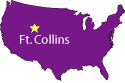 US map with Fort Collins, CO