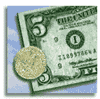 Photo of 5-dollar Bill and Quarter