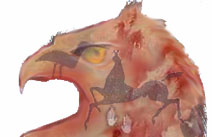 Photo of eagle spirit with horses and birds superimposed on it