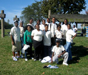 Howard University students standing in a park