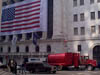 Vacuum truck working in front of the New York Stock Exchange.